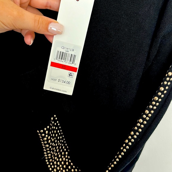 Calvin Klein Black Sweater Dress with Gold Embellishments - Picture 4 of 7